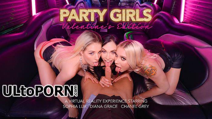 NaughtyAmericaVR.com: Chanel Grey, Diana Grace, Sophia Lux - Party Girls: Valentine's Edition [15.0 GB / UltraHD 2K / 2048p] (Oculus)