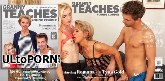 Mature.nl, Mature: Romana (69), Tyna Gold (23) - Granny teaches a young couple the ways of steamy sex (HD/1060p/1.35 GB)