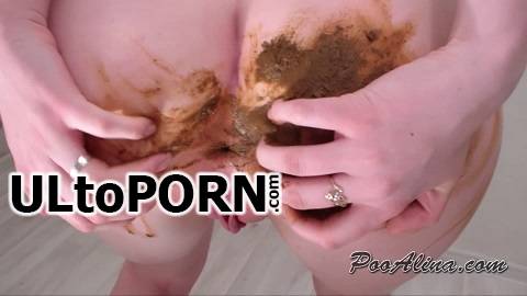 PooAlina.com: Poo Alina - Milana pooping in panties and smeared the body with shit [455 MB / HD / 720p] (Scat)